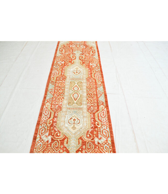 Handknotted Afghan Ziegler Hallway runner  12'56x2'65 Feet Traditional 100% Wool
