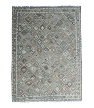 9'61x6'68 Hand Woven Brown Wool Kilim Area Rug