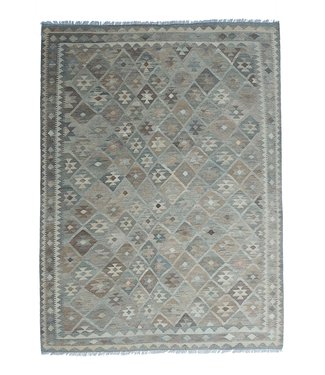 Handgewebte Braun Wolle Kelim Teppich 293x210 cm