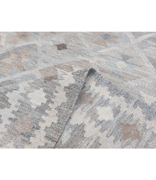 9'61x6'68 Hand Woven Brown Wool Kilim Area Rug