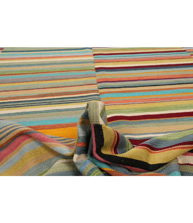 9'38x8'69 Hand Woven Modern Wool Kilim Area Rug