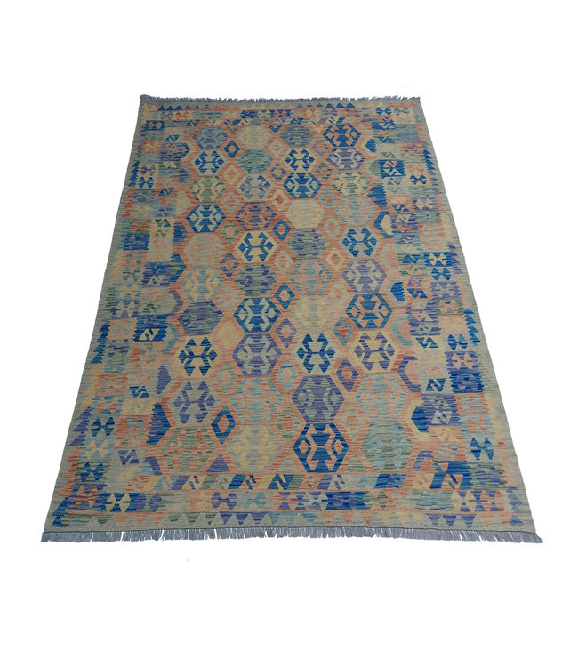 Handgemaakt Oosters Kelim Wol Vloerkleed 300x205 cm