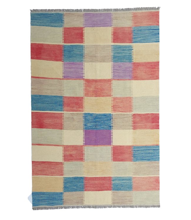 Handgemaakt Modern Kelim Wol Vloerkleed 296x197 cm