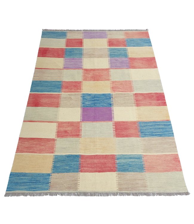 Handgewebte Modern Wolle Kelim Teppich 296x197 cm