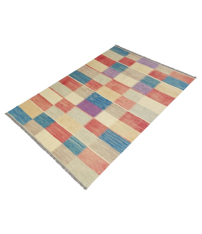 Handgewebte Modern Wolle Kelim Teppich 296x197 cm