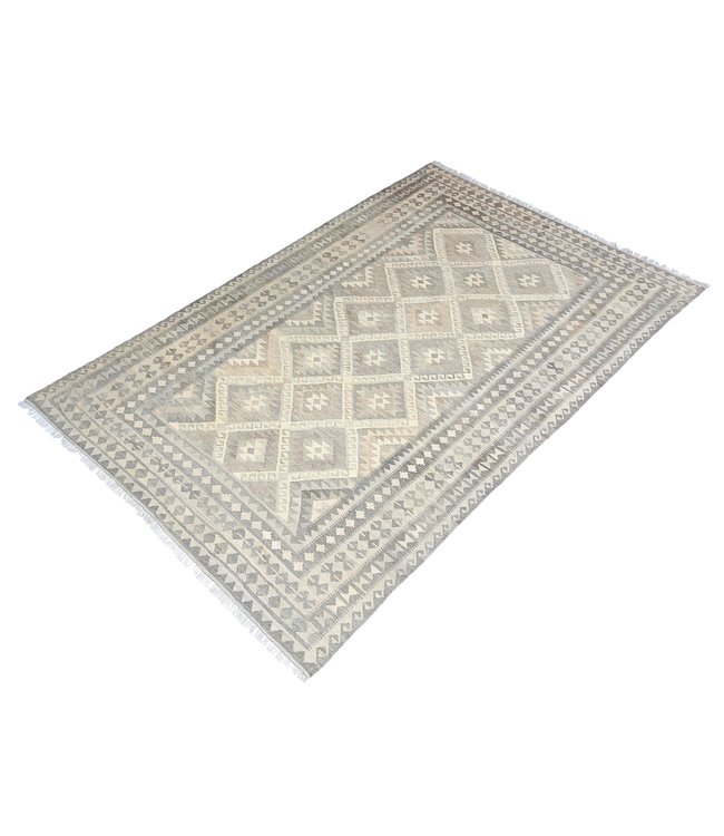 Handgewebte Braun Wolle Kelim Teppich 306x197 cm