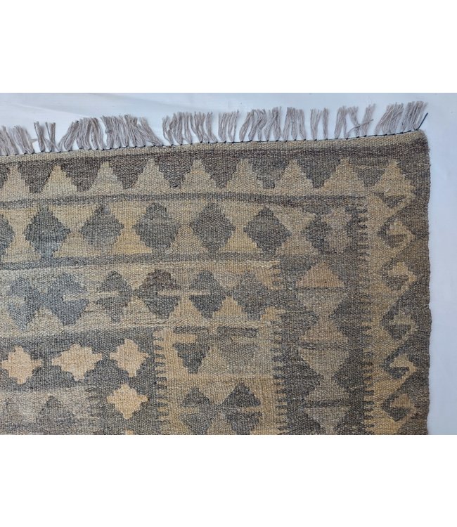 Handgewebte Braun Wolle Kelim Teppich 306x197 cm