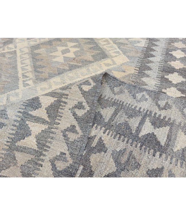 Handgewebte Braun Wolle Kelim Teppich 306x197 cm