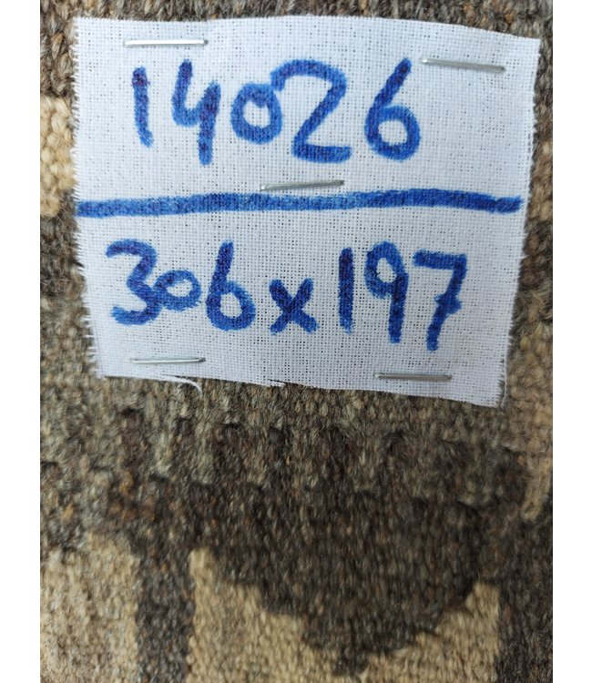 Handgemaakt Natural Kelim Wol Tapijt 306x197 cm