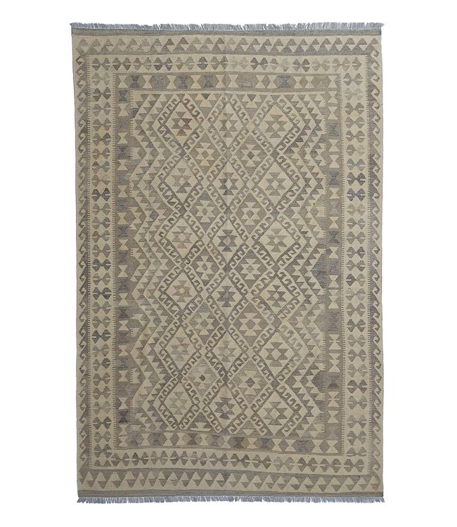 9'71x6'46 Hand Woven Brown Wool Kilim Area Rug