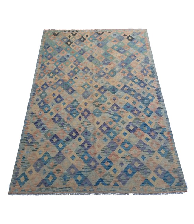 Handgemaakt Oosters Kelim Wol Vloerkleed 302x201 cm