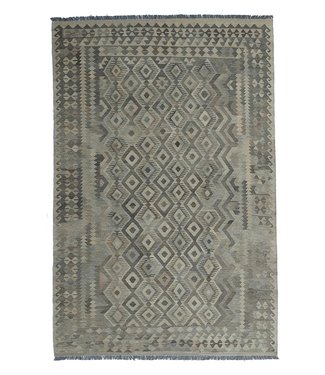 9'65x6'56 Hand Woven Brown Wool Kilim Area Rug