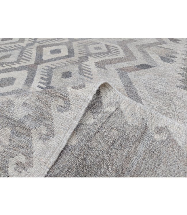 9'65x6'56 Hand Woven Brown Wool Kilim Area Rug