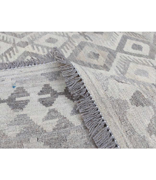 Handgewebte Braun Wolle Kelim Teppich 294x200 cm