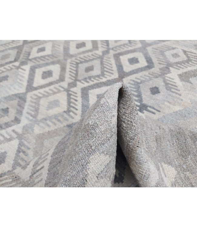 9'65x6'56 Hand Woven Brown Wool Kilim Area Rug