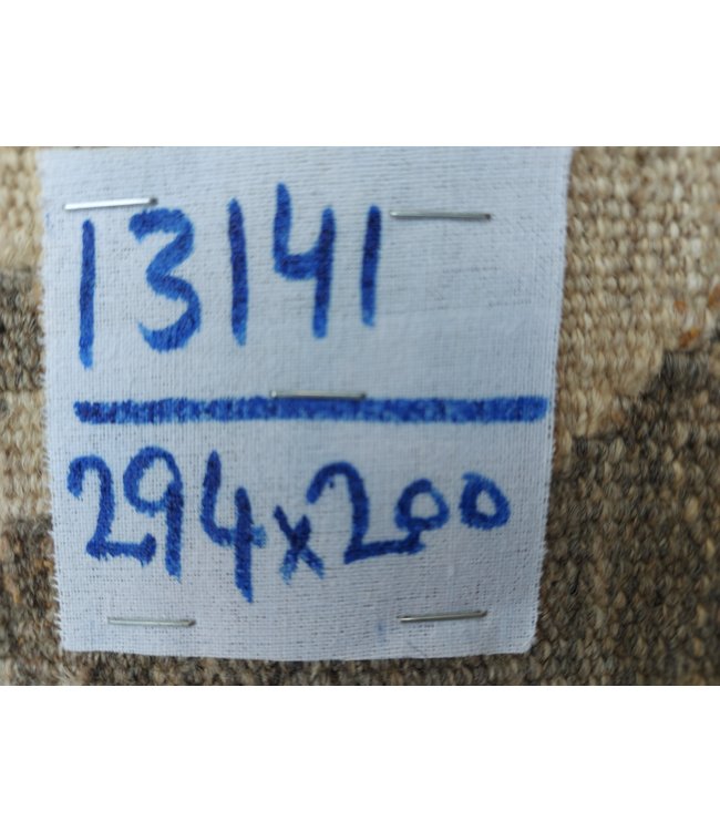 9'65x6'56 Hand Woven Brown Wool Kilim Area Rug