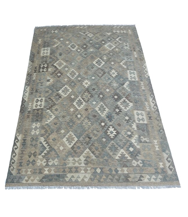 9'38x6'50 Hand Woven Brown Wool Kilim Area Rug