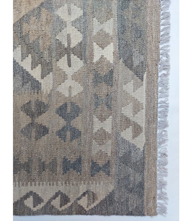 9'38x6'50 Hand Woven Brown Wool Kilim Area Rug
