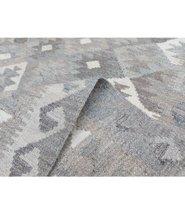 Handgewebte Braun Wolle Kelim Teppich 286x198 cm