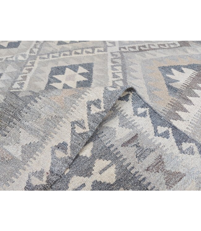 Handgewebte Braun Wolle Kelim Teppich 307x200 cm