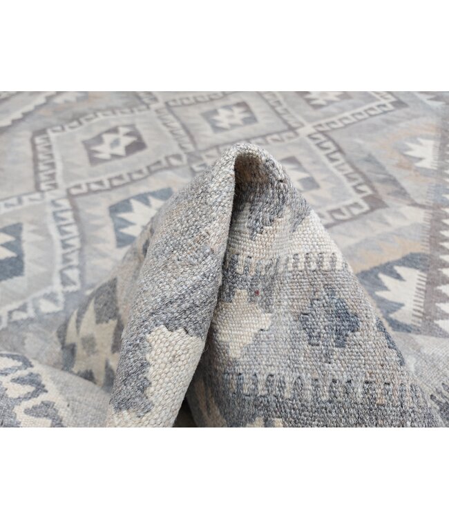 10'07x6'56 Hand Woven Brown Wool Kilim Area Rug