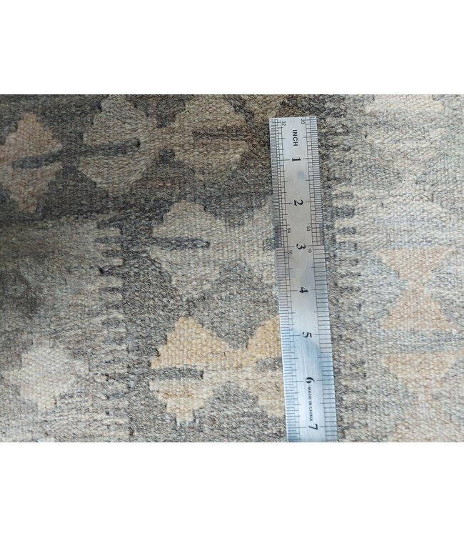 Handgewebte Braun Wolle Kelim Teppich 307x200 cm