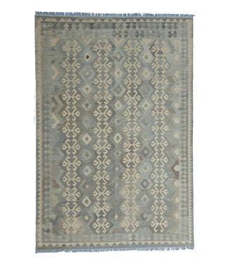 9'65x6'56 Hand Woven Brown Wool Kilim Area Rug