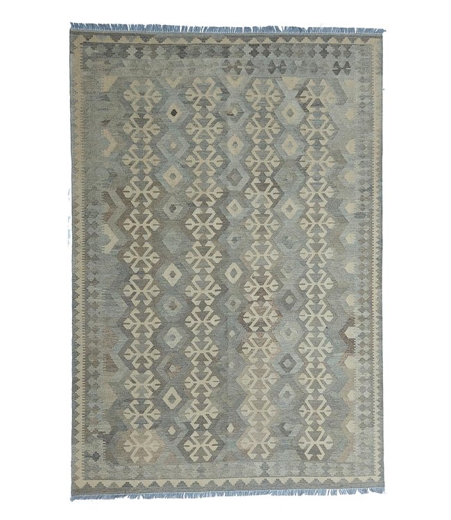 9'65x6'56 Hand Woven Brown Wool Kilim Area Rug