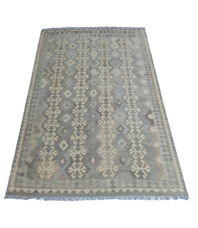9'65x6'56 Hand Woven Brown Wool Kilim Area Rug