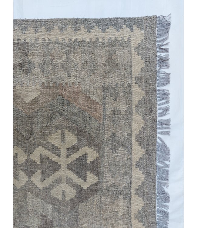 9'65x6'56 Hand Woven Brown Wool Kilim Area Rug