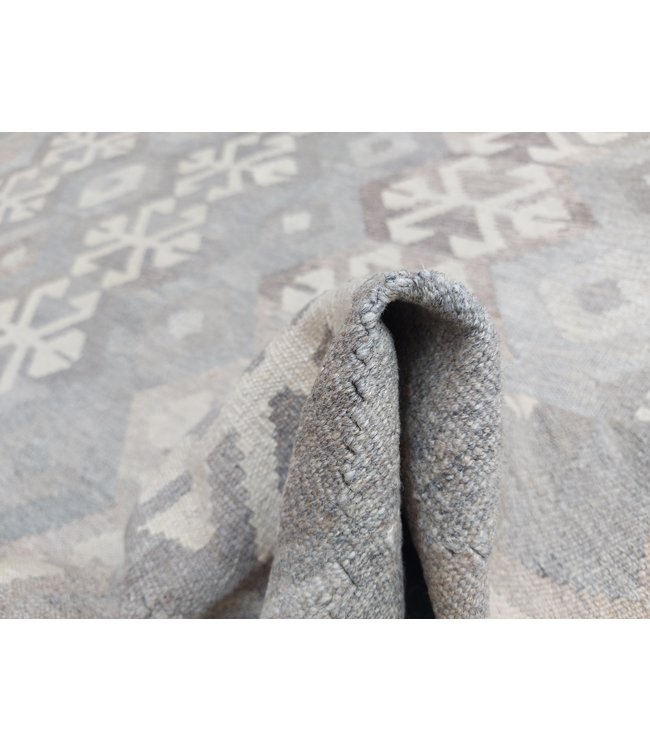 9'65x6'56 Hand Woven Brown Wool Kilim Area Rug