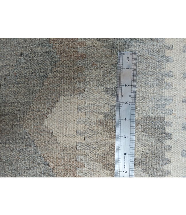 Handgewebte Braun Wolle Kelim Teppich 294x200 cm