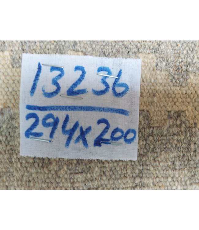 9'65x6'56 Hand Woven Brown Wool Kilim Area Rug