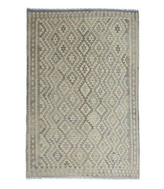 8'51x6'49 Hand Woven Brown Wool Kilim Area Rug