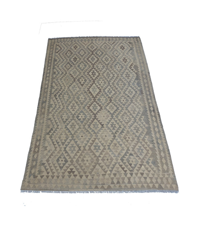 8'51x6'49 Hand Woven Brown Wool Kilim Area Rug