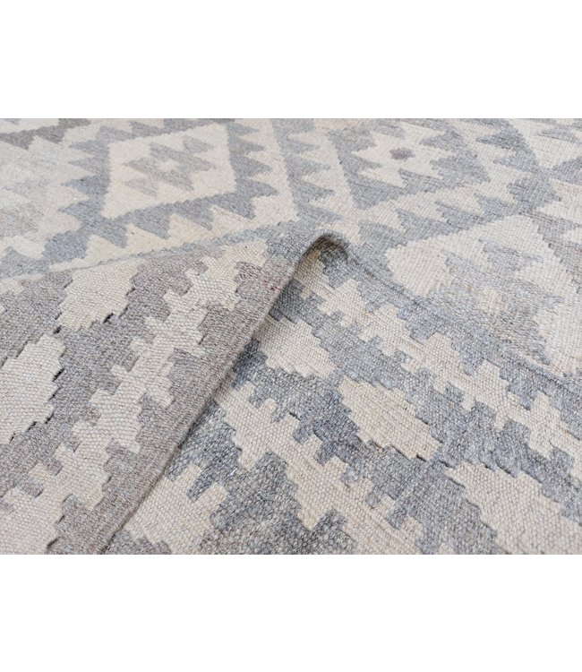 Handgewebte Braun Wolle Kelim Teppich 290x198 cm