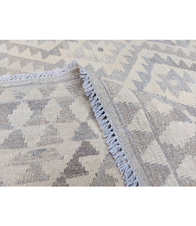 8'51x6'49 Hand Woven Brown Wool Kilim Area Rug