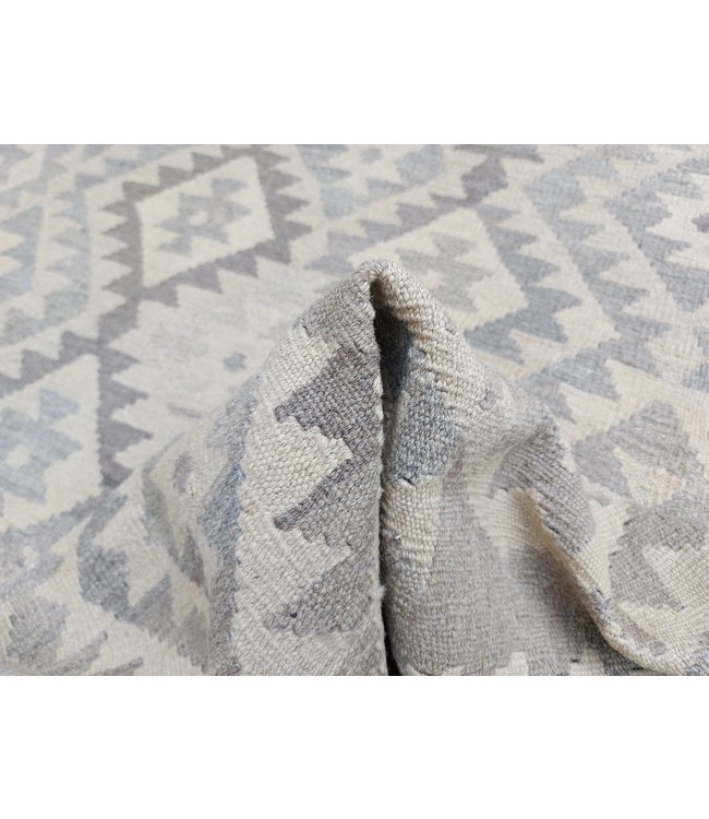 Handgewebte Braun Wolle Kelim Teppich 290x198 cm