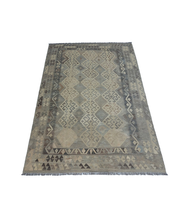 9'65x6'66 Hand Woven Brown Wool Kilim Area Rug