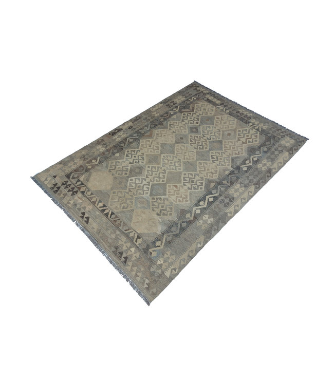 9'65x6'66 Hand Woven Brown Wool Kilim Area Rug