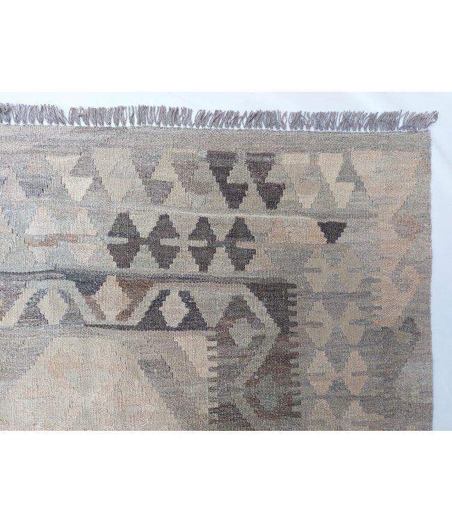9'65x6'66 Hand Woven Brown Wool Kilim Area Rug