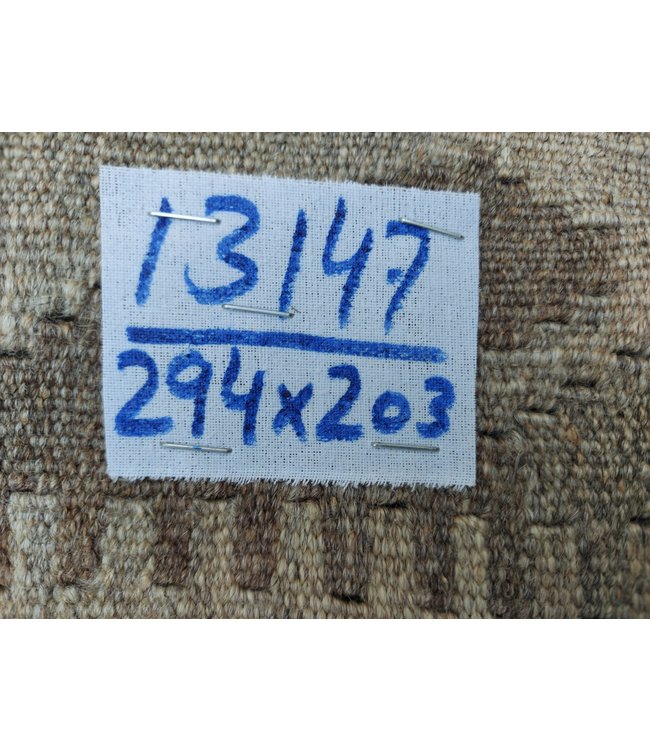 9'65x6'66 Hand Woven Brown Wool Kilim Area Rug