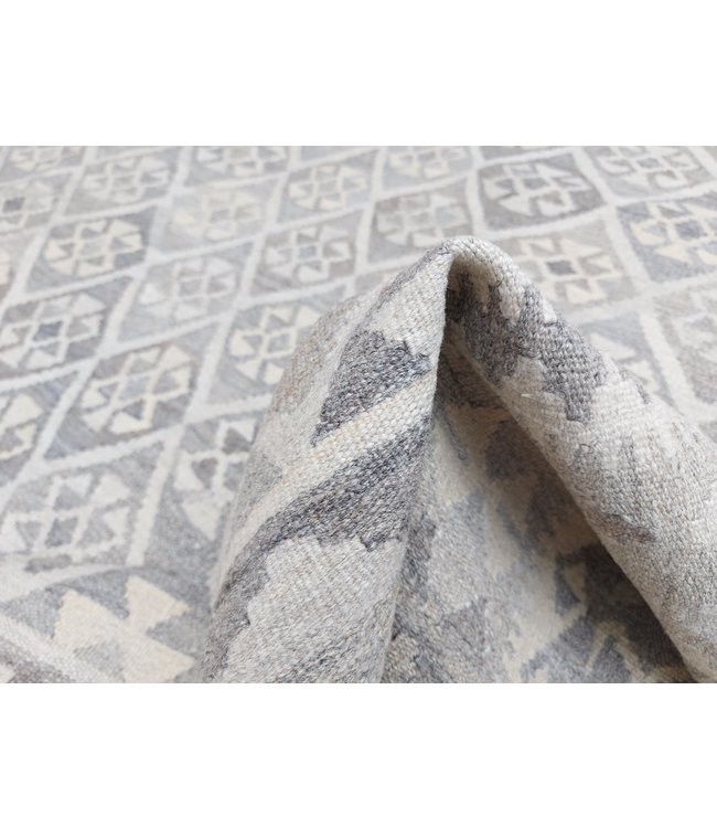 Handgewebte Braun Wolle Kelim Teppich 294x210 cm