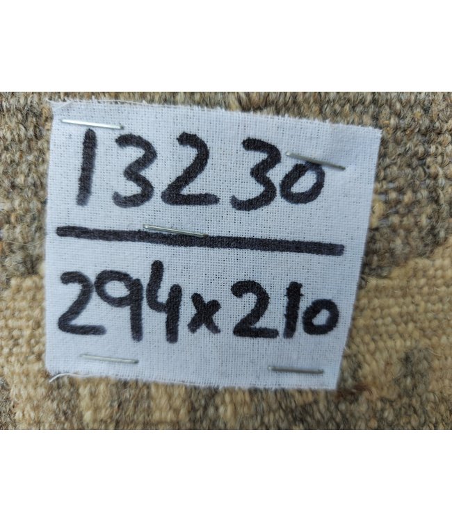 9'65x6'89 Hand Woven Brown Wool Kilim Area Rug