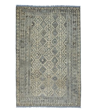 9'61x6'50 Hand Woven Brown Wool Kilim Area Rug