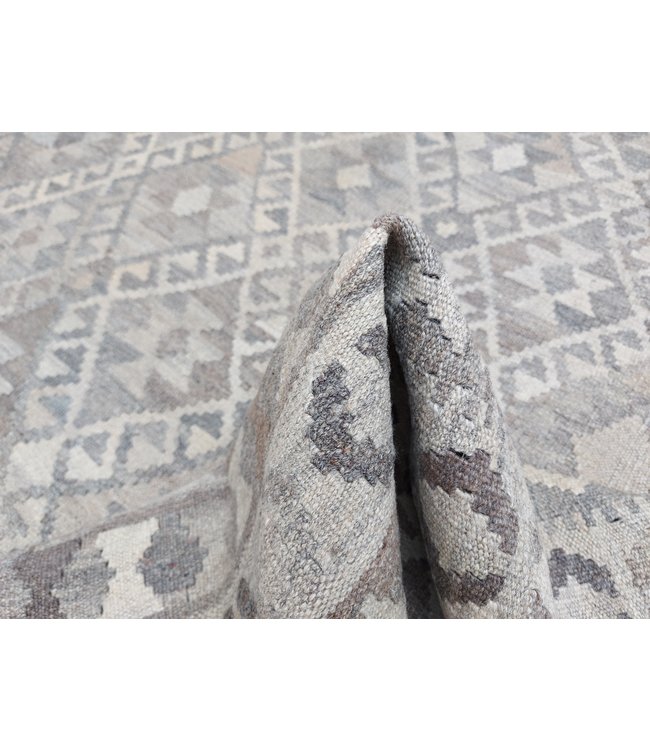 Handgewebte Braun Wolle Kelim Teppich 282x205 cm