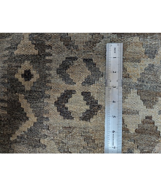 Handgewebte Braun Wolle Kelim Teppich 282x205 cm