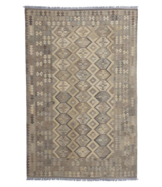 9'74x6'46 Hand Woven Brown Wool Kilim Area Rug