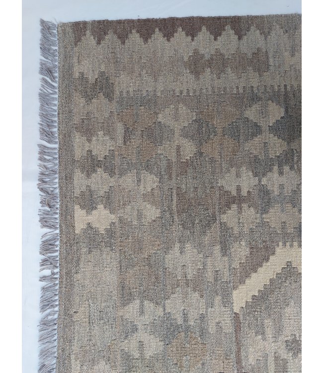 Handgewebte Braun Wolle Kelim Teppich 297x197 cm