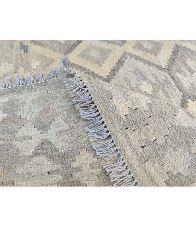 Handgewebte Braun Wolle Kelim Teppich 297x197 cm